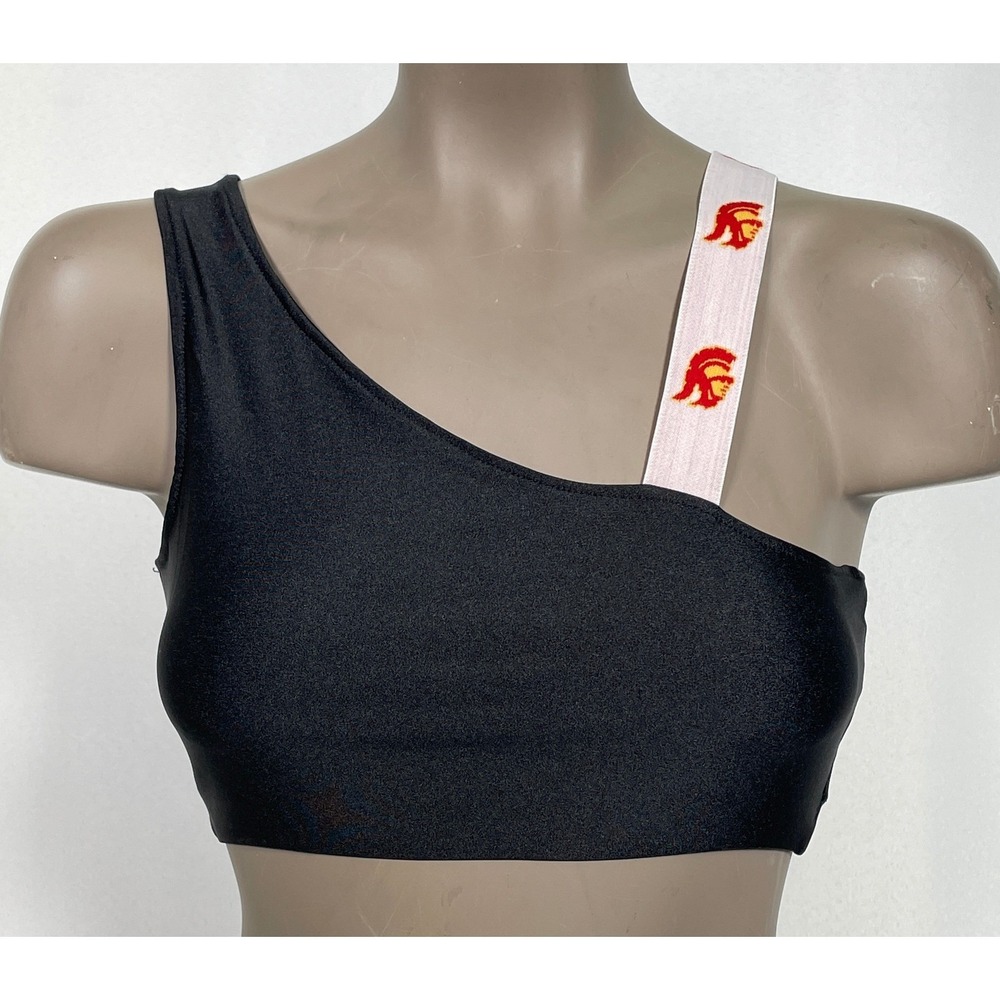 USC Trojans Hype & Vice One Shoulder Sporty Bralette Crop Top Women's MEDIUM
